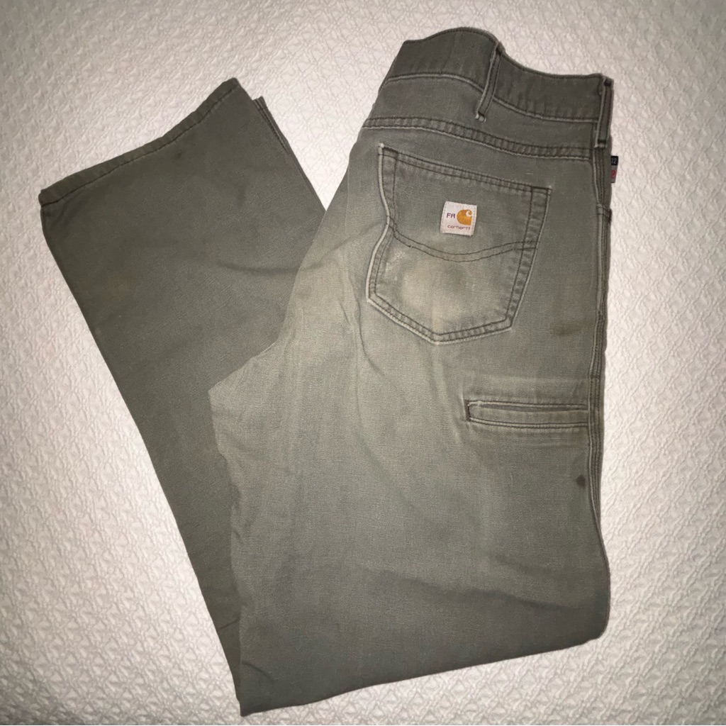 Carhartt Frfire Resistant Loose Fit Men’s 36 X 32 Olive Green Canvas Jeans Pants